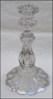 Large 9 1/2" Pressed Glass Candlestick Porthieux ? Valeristhal? 1910