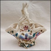 Art Nouveau Bohemian Basket Gilt Ceramic Telitz