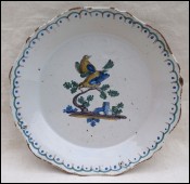 Nevers Faience Couple Dove Plate Late 18th Century