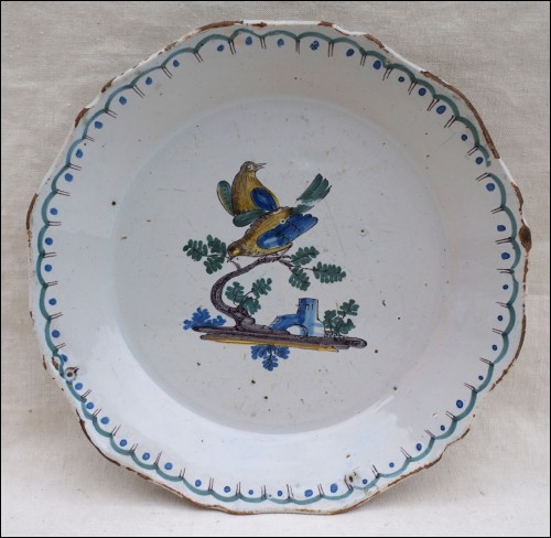 Nevers Faience Couple Dove Plate Late 18th Century