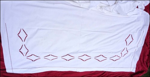 Embroidered Bed Sheet Mono JD White Metis Cotton 108 x 78 3/4