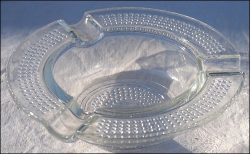 Art Deco Pressed Beaded Glass VHF Ashtray 1930
