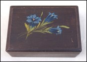 Black Forest Hand Painted Wood Jewel Box  Blue Bellflower Campanula
