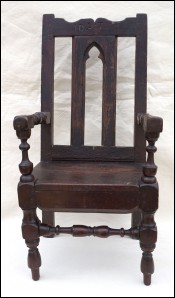 Gothic Revival Child Armchair Throne Turned Wood Early 18th C