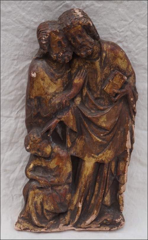 Lesson of Pardon Jesus Saint Peter Gilded Plaster Statue