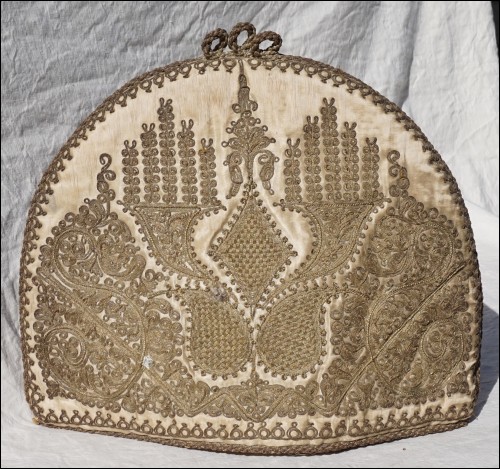 Jewish Art Antique Tea Cozy Cohanim Birkat Gold Embroidery