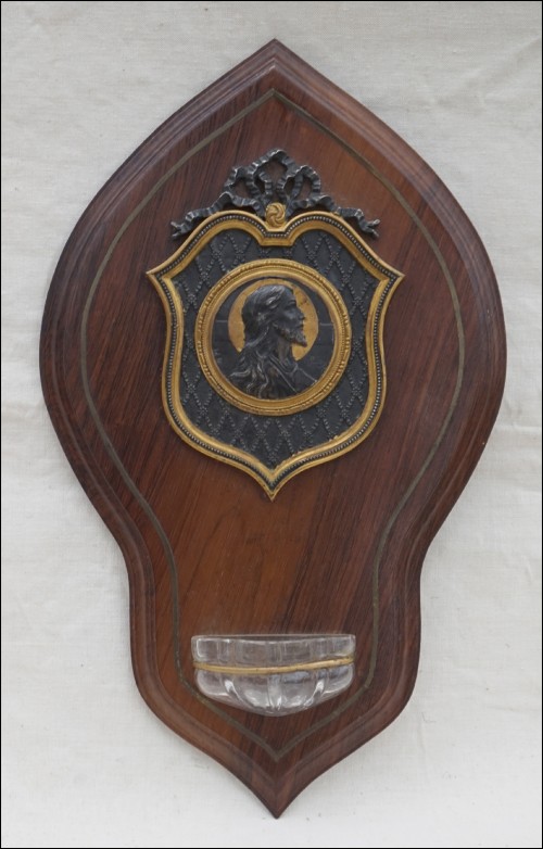 Wall Holy Water Font Inlayed Rosewood J Doisy 1920