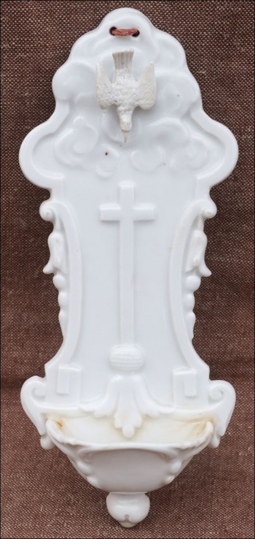 Holy Water Font Holy Spirit Cross Paris Porcelain Biscuit Louis XVI