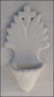 HB Quimper Art Deco Wall Holy Water Font White Faience