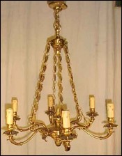 French Empire Chandelier 6 lights Golden Bronze