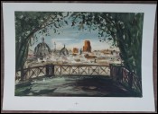 Roma Panorama from Palatin French Pierre Laprade Original Lithograph