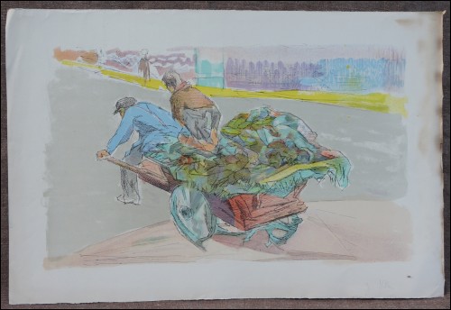 Jacques Villon Marchands Quatres Saisons Original Lithograph Signed 1960 Jacques Villon Marchands Quatres Saisons Original Lithograph Signed 1960