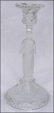 Saint Joseph Statue Candlestick French Art Glass Vallerysthal
