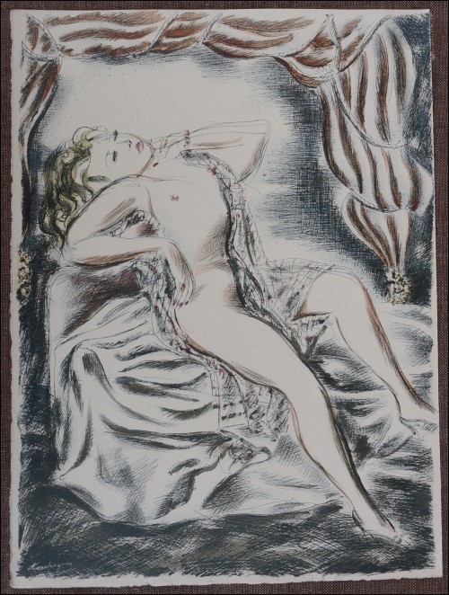 Louis Touchagues Nude Original Lithograph Signed  1948  A