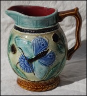 Butterfly Pitcher NIMY Belgium Majolica Signed 1920