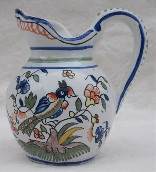Faience Small Pitcher Creamer Sinceny Decor Angot Rouen