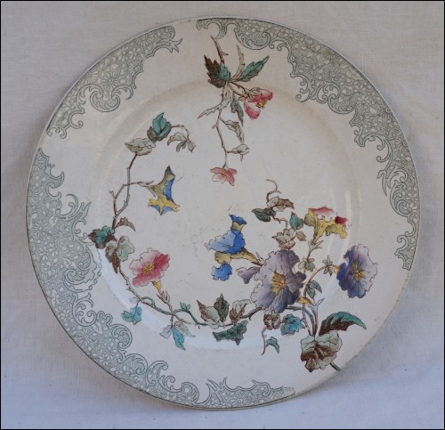 Flowered Plate Transferware Faience E Bourgeois Paris