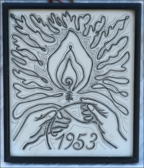 Suzanne Tourte Framed Engraved Greeting Card 1953