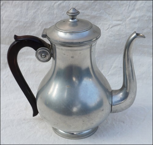 Pewter Lidded Teapot w Rosewood Handle Signed