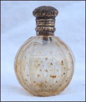 Perfume Scent Bottle Beveled Gilt Crystal Glass Vermeil