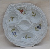 Oyster Plate Geo Martel Desvres Hand Painted Faience 1960