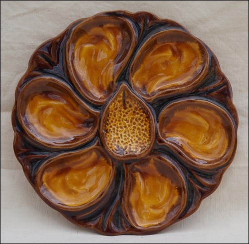 Oyster Plate Vallauris Hand Painted Faience 1960