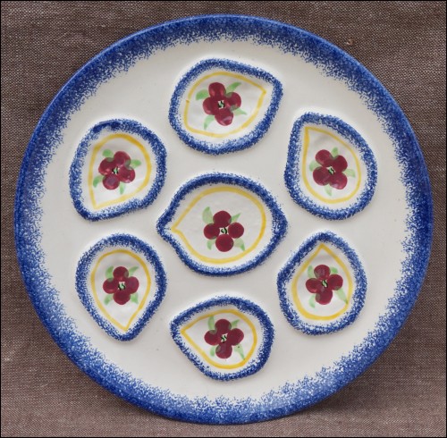Oyster Plate Treboul Faience Pornic Quimper 1960