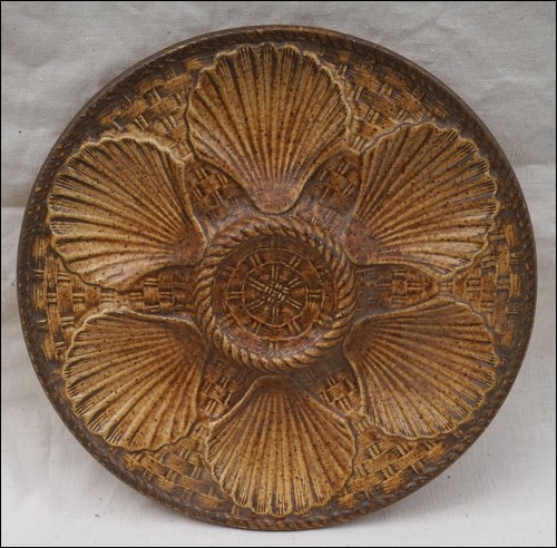 Oyster Plate Faience Brown Basketweave Longchamp 1970