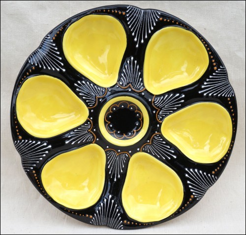 French Oyster Plate Embroidery HB Quimper 1950