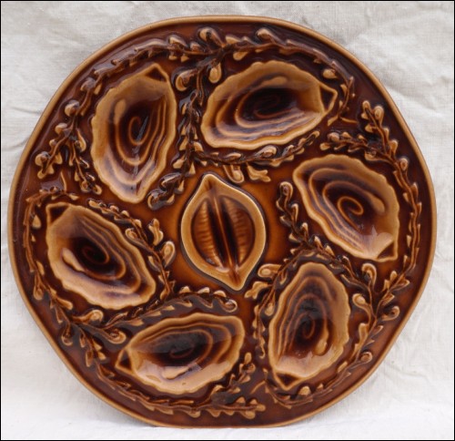 Majolica Oyster Plate Orfinox Shell Lemon 1960's