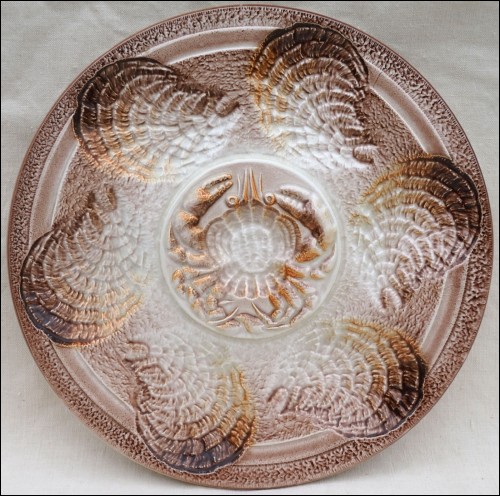 Oyster Plate White Butterscotch Faience Revernay Digoin 1960's