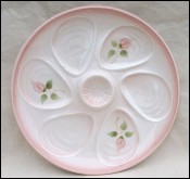 Oyster Plate Rose Hand Painted Faience Salins 1950
