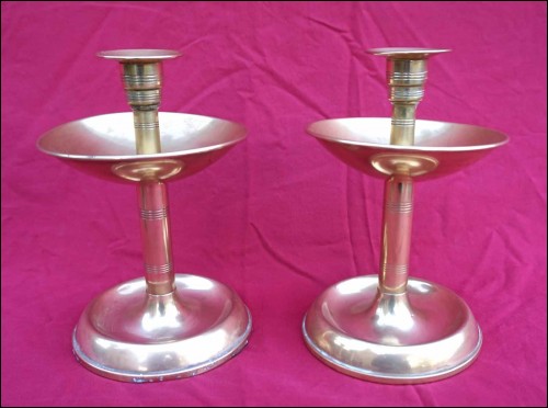 Altar Candlesticks Brass 19th Century