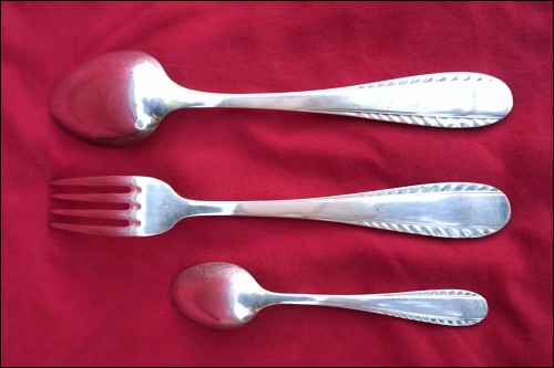 ARGENTAL Modernist 12 Dinner Forks Spoons Dessert Set Silverplate