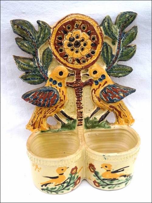 Kitchen Rack Tools Holder Birds Folk Art Pottery St Jorioz Annecy