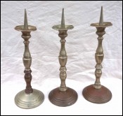 Set of 3 Large French Bronze Altar Candlestick 19th C