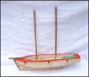 Vintage Wooden Sailing Boat Model 18" Nautical  Needs Repair 1950