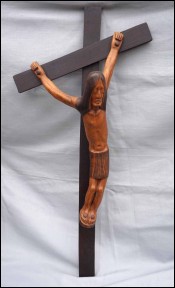 Christ on Crucifix Camille Boucher Quimper French Art Deco Carved Wood Sculpture