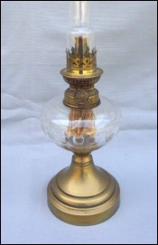 Cut Crystal Brass Oil Kerosene Lamp Kosmos Burner 1900