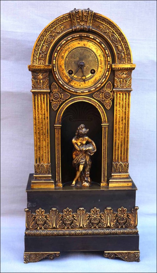French Empire Ormolu Bronze Mantle Clock Paris Movement Early 19th C