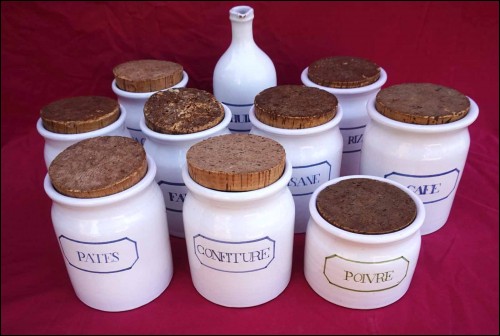 PALLEY Claude Slavik Bottle Canister Set Hand Painted Faience Paris 1970's