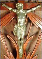 Large Black Forest Crucifix Silvered Bronze Spelter
