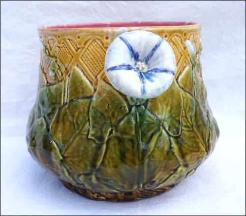 Art Nouveau Majolica Blindweel Convolvulus Jardiniere Flower Pot Nimy