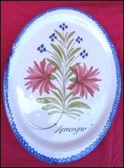 Faience Charolles Large Oval Serving Dish Auvergne 1930