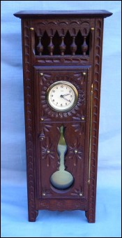 QUIMPER Doll House Grandfather Clock Cut Carved Wood Vintage