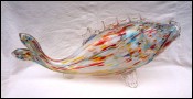 Bohemia Art Glass Large 27 Fish Multicolor Glass Murano Style 80's
