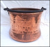 Dovetailed Hammered Copper Wrought Iron Handle Cauldron Bucket Pail Pot
