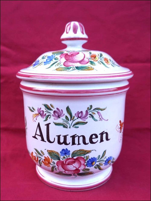 ALUMEN ALUM Apothicary Hand Painted Faience L Warin Pharmacist E Tessier Malicorne