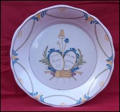 Vintage French Faience Revolutionary Plate Motto Union Force Liberty Homeland