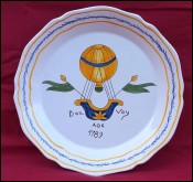 Vintage French Faience Revolutionary Plate Motto Farewell Balloon